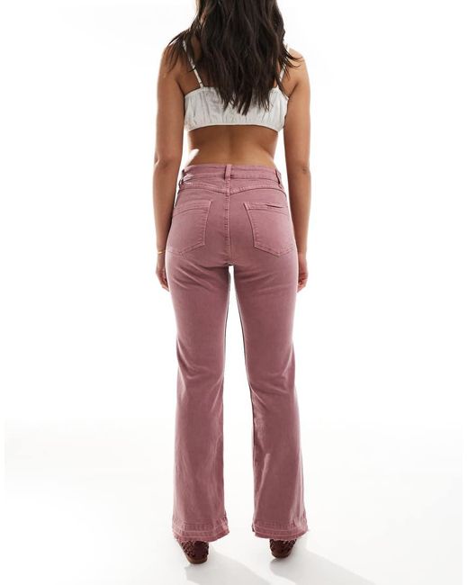 Bershka Red Button Detail Straight Leg Jeans