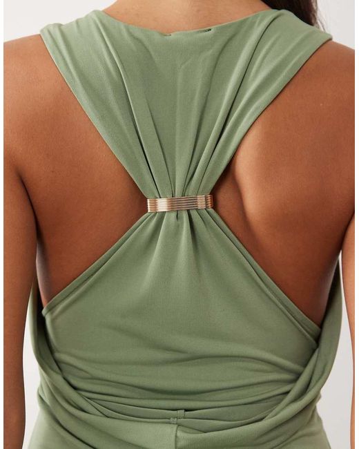 ASOS Green Column Maxi Dress With Trim Back Detail