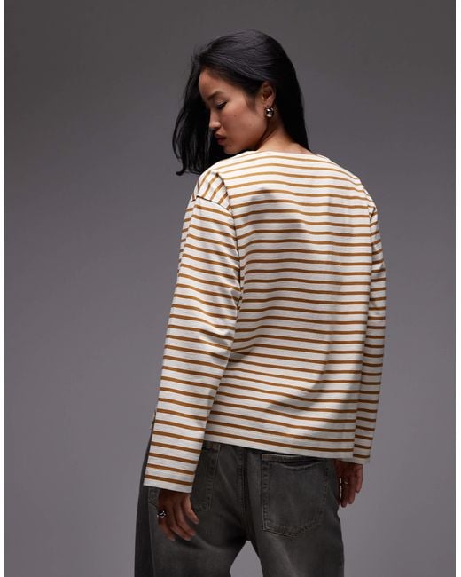 ARKET Gray Oversized Long Sleeve Jersey T-shirt With Open V Neck And Side Splits