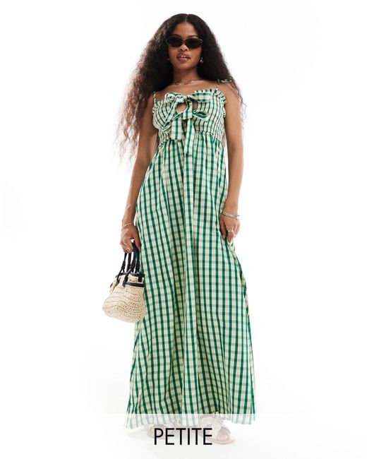 Robe longue a carreaux vichy Only Petite en coloris Vert Lyst