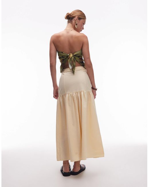ASOS Natural Linen Blend Drop Waist Maxi Skirt