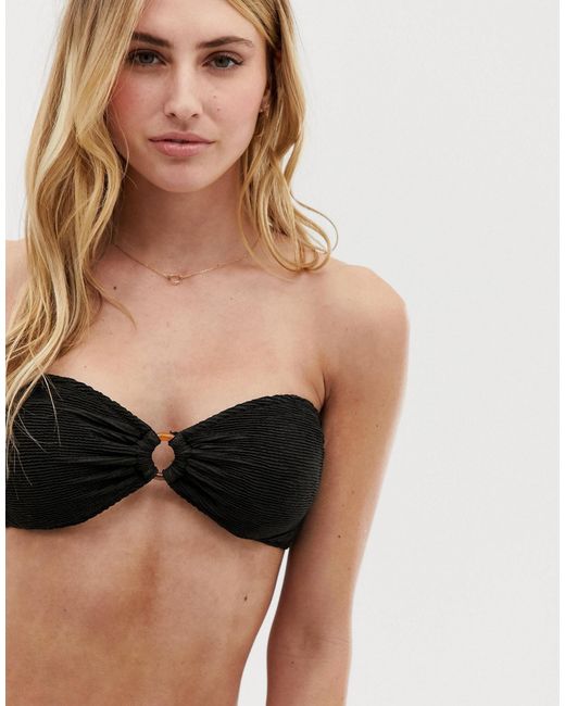 black crinkle bikini top