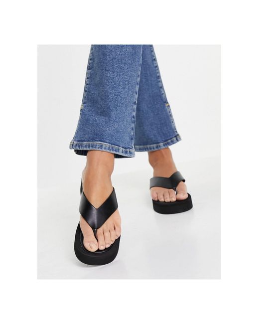 Missguided Teenslippers Met Plateauzool in het Zwart - Lyst