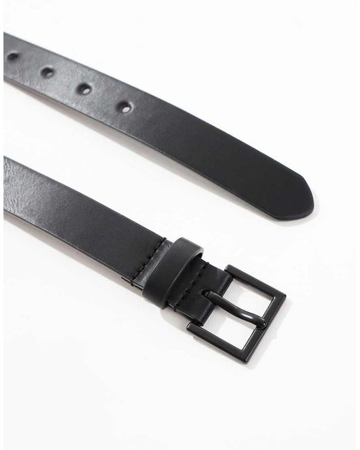 ASOS Gray Smart Faux Leather Skinny Belt With Matte Buckle for men