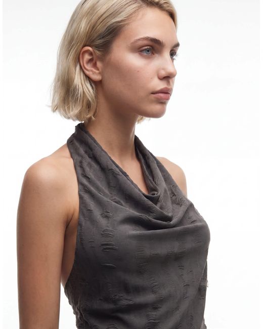 Weekday Natural Drape Halter Mini Dress