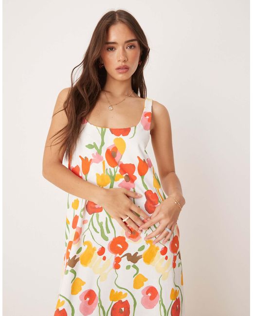 ASOS Multicolor – trapezförmiges maxikleid mit blumenmuster