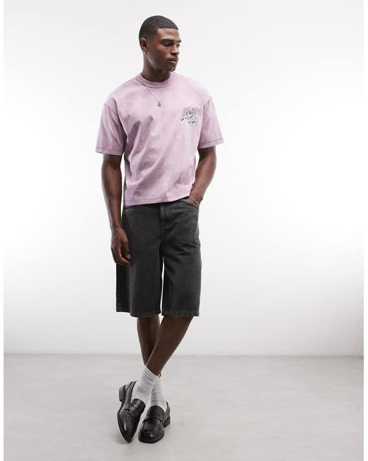 AllSaints Pink Avalon Short Sleeve Graphic Logo T-shirt With Back Print for men