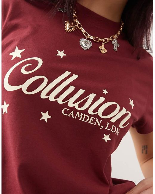 Collusion Red Star Graphic Shrunken Tee