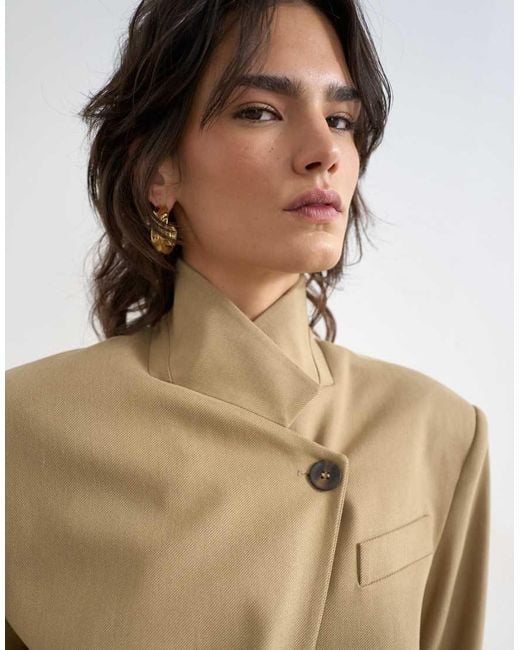 TOPSHOP Natural Funnel Neck Blazer