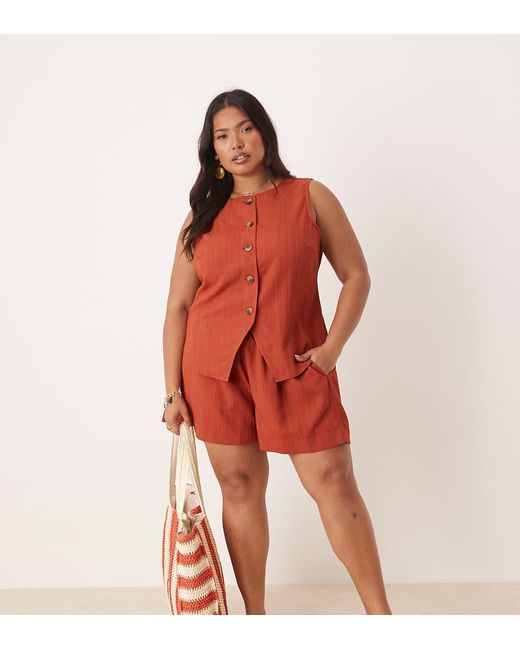 Pantalones Cortos Sin Cierres De Tejido Rugoso De Curve (Parte De Un Conjunto)-Neutro ASOS de color Red
