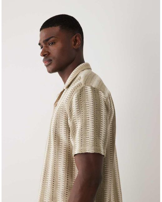 Threadbare Natural Cotton Mix Textured Short Sleeve Shirt for men