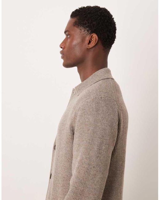 Mango Natural Knitted Polo Cardigan for men