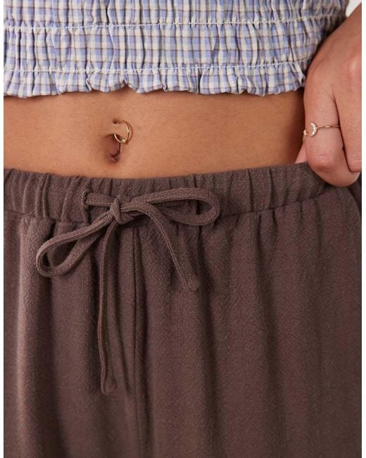 The Frolic Brown Exclusive Linen Blend Drawstring Waist Wide Leg Trousers