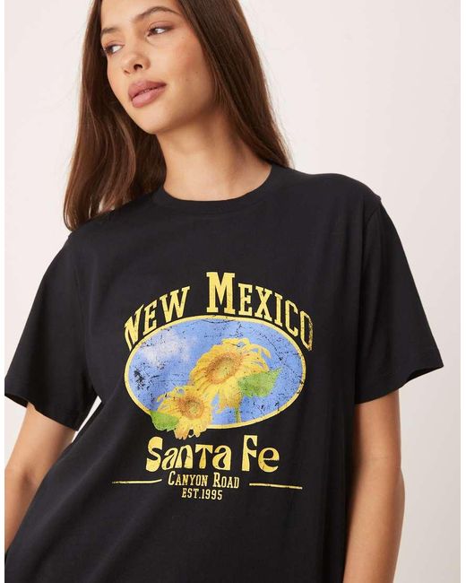 ASOS Black Regular Fit T-Shirt With New Mexico Sunflower Graphic