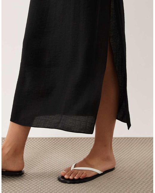 ASOS Black Double Layer Column Midi Dress