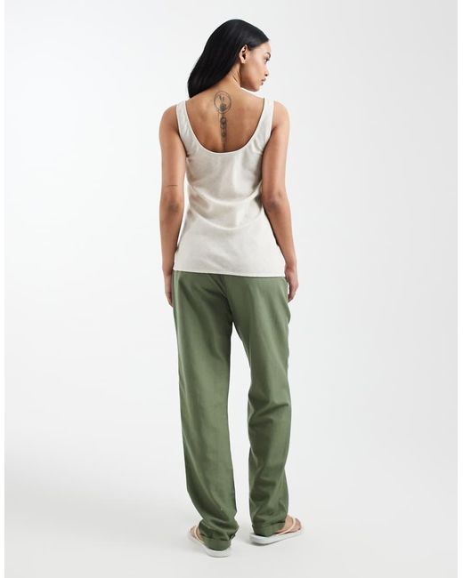 Mama.licious Green Mamalicious Maternity Tie Waist Linen Touch Trouser