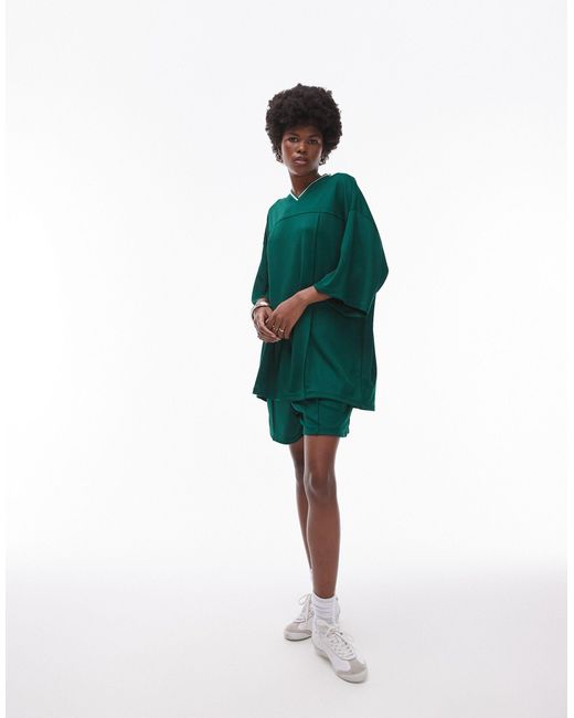 TOPSHOP Green Sporty Tricot Oversized Tee