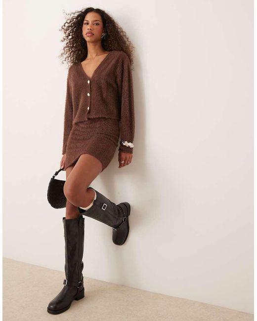 Miss Selfridge Brown V Neck Button Up Cardigan Co Ord