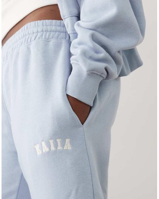 Kaiia Blue Cotton Rich Embroidered Logo Wide Leg Sweatpants