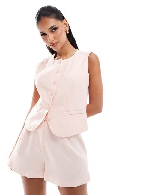 River Island Pink High Neck Waistcoat
