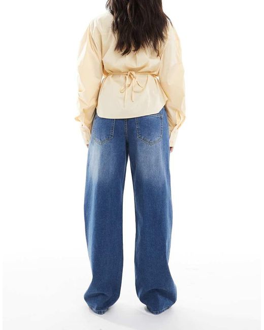 Daisy Street Blue Luna Mid Rise Relaxed Straight Leg Jean