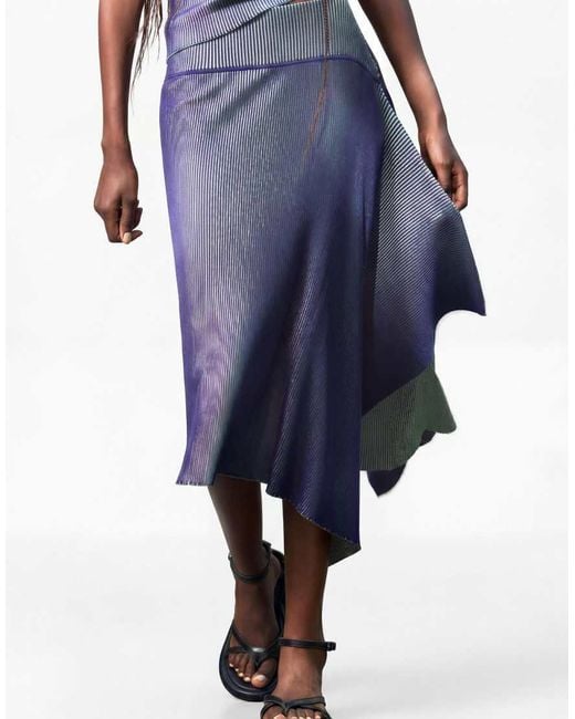 Desigual Blue Long Iridescent Knit Skirt