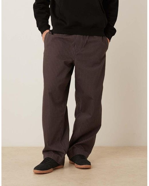 ASOS Black Oversized Parachute Stripe Trouser for men