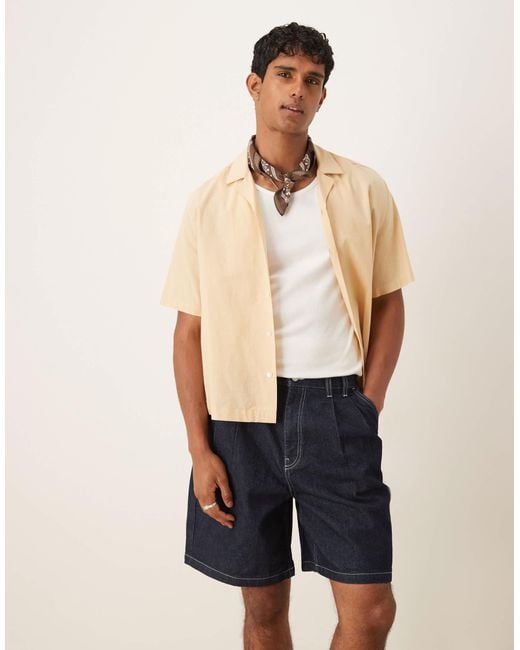ASOS Blue Mid Length Denim Jort With Double Pleats for men
