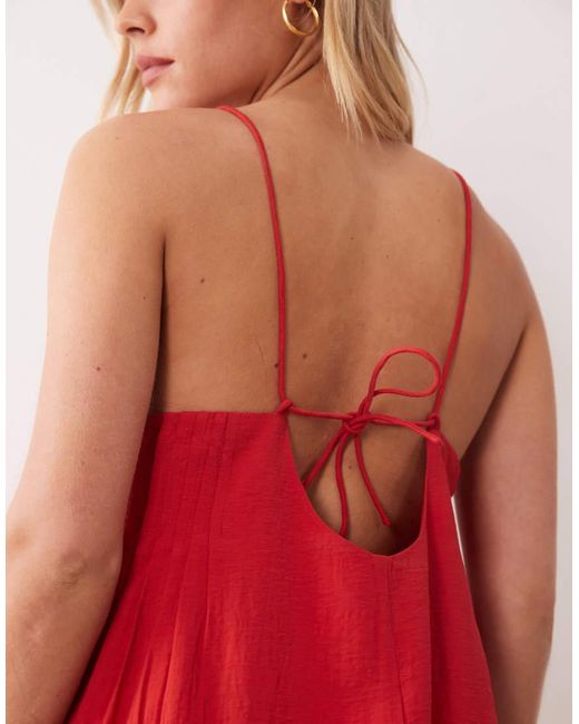 ASOS Red Asos Design Petite Wide Leg Jumpsuit With Pintuck Detail