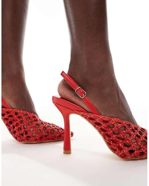 Glamorous Red Slingback Heeled Shoes