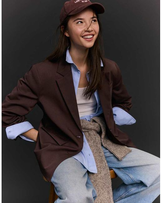 Blazer Basic di Bershka in Black