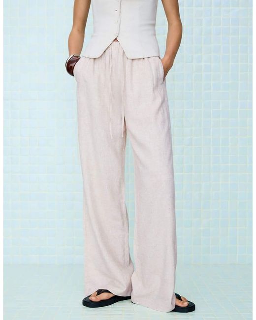 Bershka Multicolor Linen Rich Trousers With An Elasticated Waistband