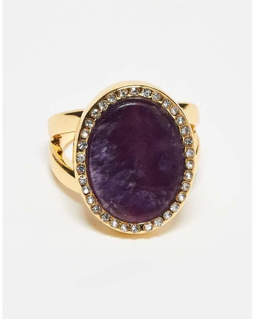 Anello Con Pietra Preziosa Sintetica Appariscente E Cristalli di ASOS in Blue