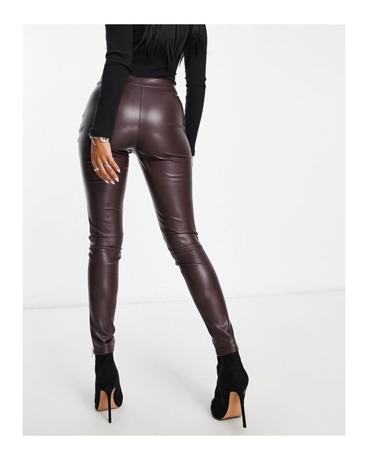 ASOS Hourglass Faux Leather Skinny Biker With Zips in Black