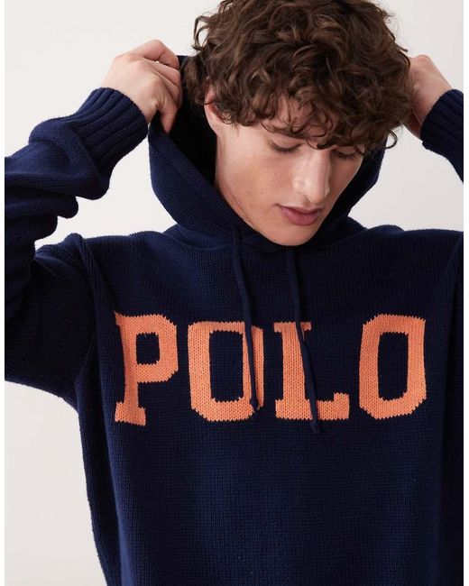 Polo Ralph Lauren Blue Knitted Hoodie for men