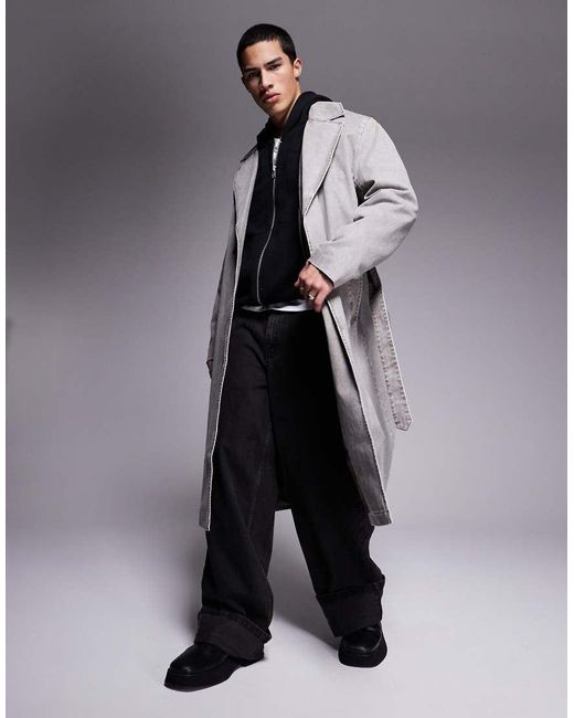 Trench Oversize Color Pietra Slavato di ASOS in Red da Uomo