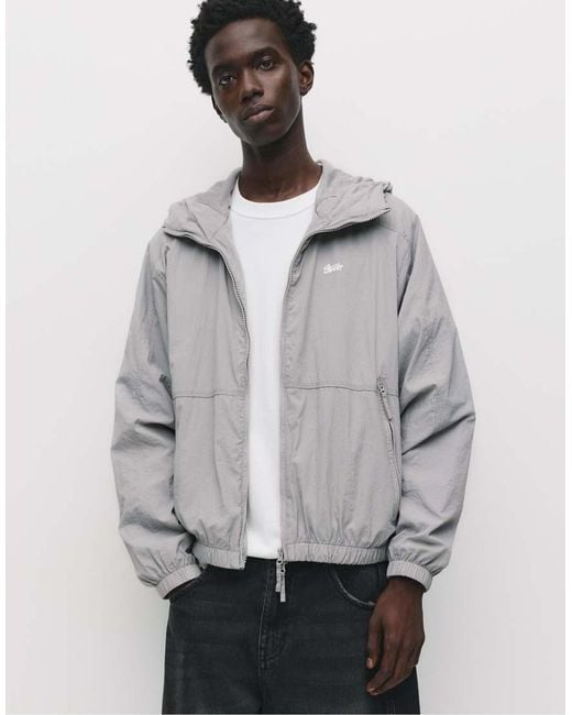 Pull&Bear Gray Lightweight Stwd Raincoat for men