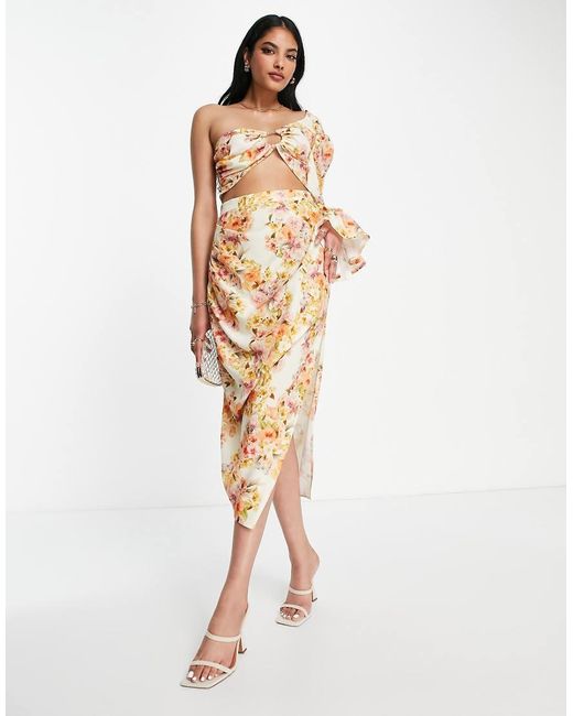 ASOS Multicolor One Shoulder Ring Detail Crop Top Co-ord