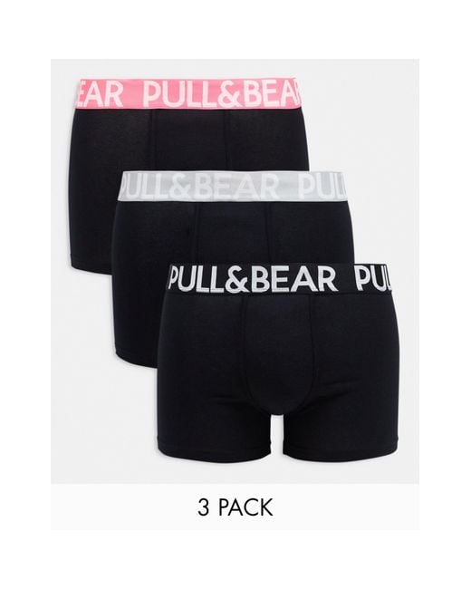 Pull&Bear Multicolor 3 Pack Boxers With Pink/grey/black Waistbands for men
