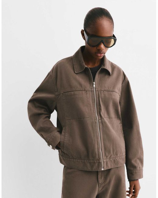 Pull&Bear Brown – braune utility-jacke