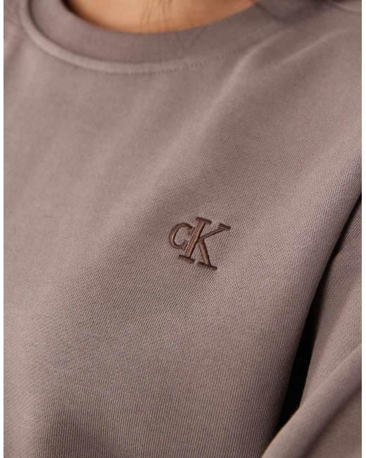 Calvin Klein Brown Monogram French Terry Sweatshirtin Light