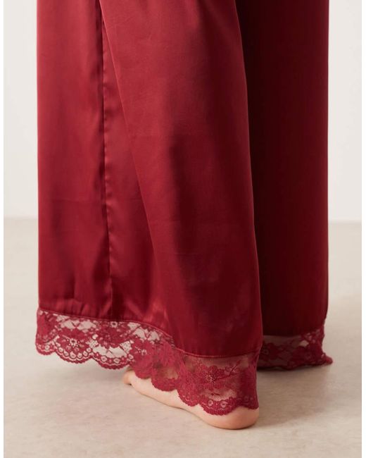 KAT THE LABEL Red Cindy Mix And Match Wide Leg Trousers