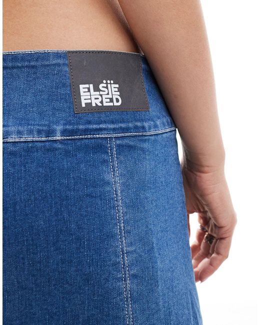 Elsie & Fred Blue Y2k Denim Flippy Mini Skirt With Buckle Co-ord