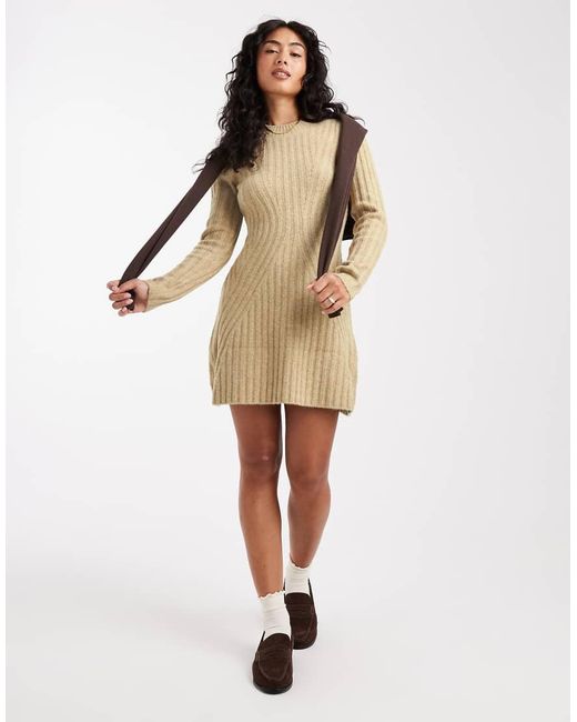 ASOS Natural Knit Structured Mini Dress