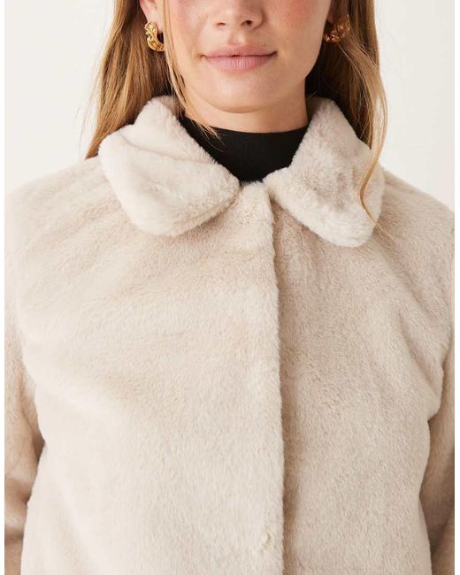 Jdy Natural Faux Shearling Fur Cropped Jacket