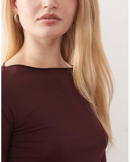 Weekday Mini Jurk Met Boothals En Lange Mouwen in het Purple