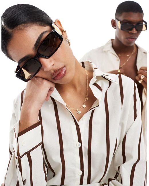 Le Specs Brown Cruel Intentions Rectangle Sunglasses