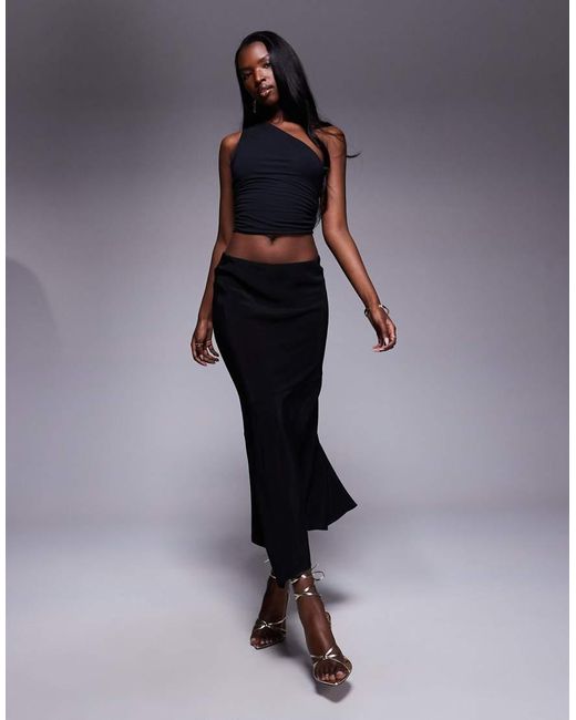 Oh Polly Blue Andi One Shoulder Crop Top