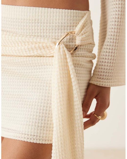 ASOS Natural Co-Ord Knitted Textured Mini Skirt With Trim