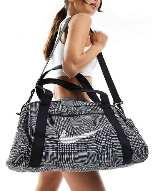 Nike Black Plaid Gym Bag